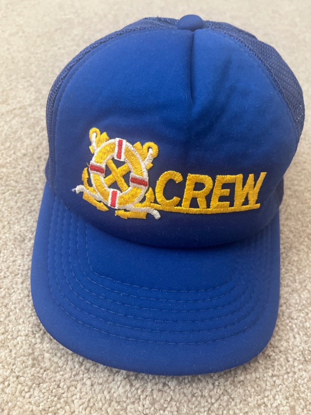 Vintage Blue Trucker Hat Nautical Crew